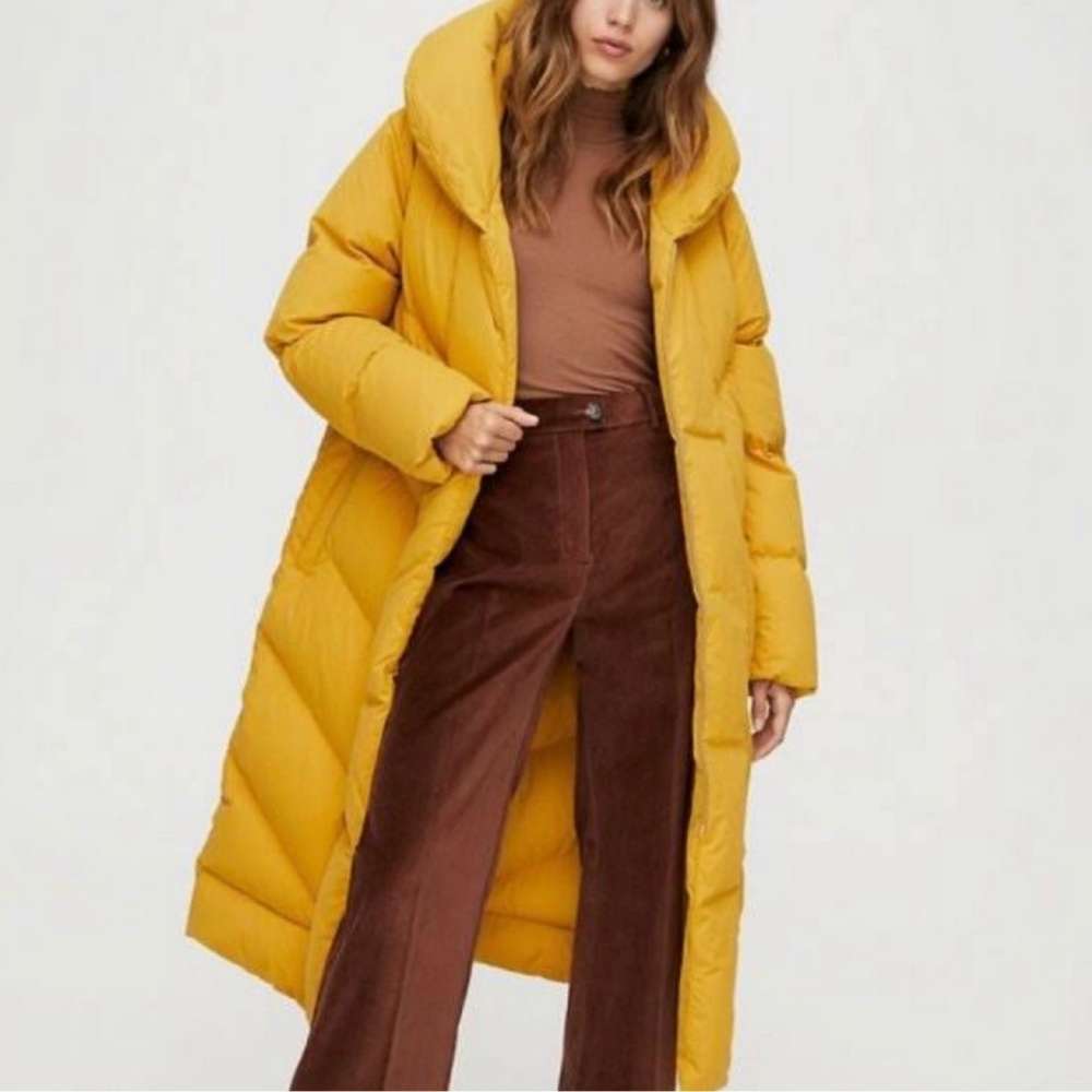Aritzia /Wilfred Long Duvet Coat (puffer) in yellow sz M